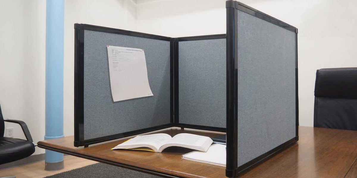 Versare Folding Tabletop Display | 3-Panel Partition | Lightweight Portable Workspace Divider | Ocean 78" x 24"