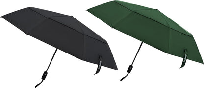 TradMall 2 Pack Travel Umbrella, Double Vented Canopy Windproof Automatic Strong Compact Folding Umbrellas for Rain Women and Men