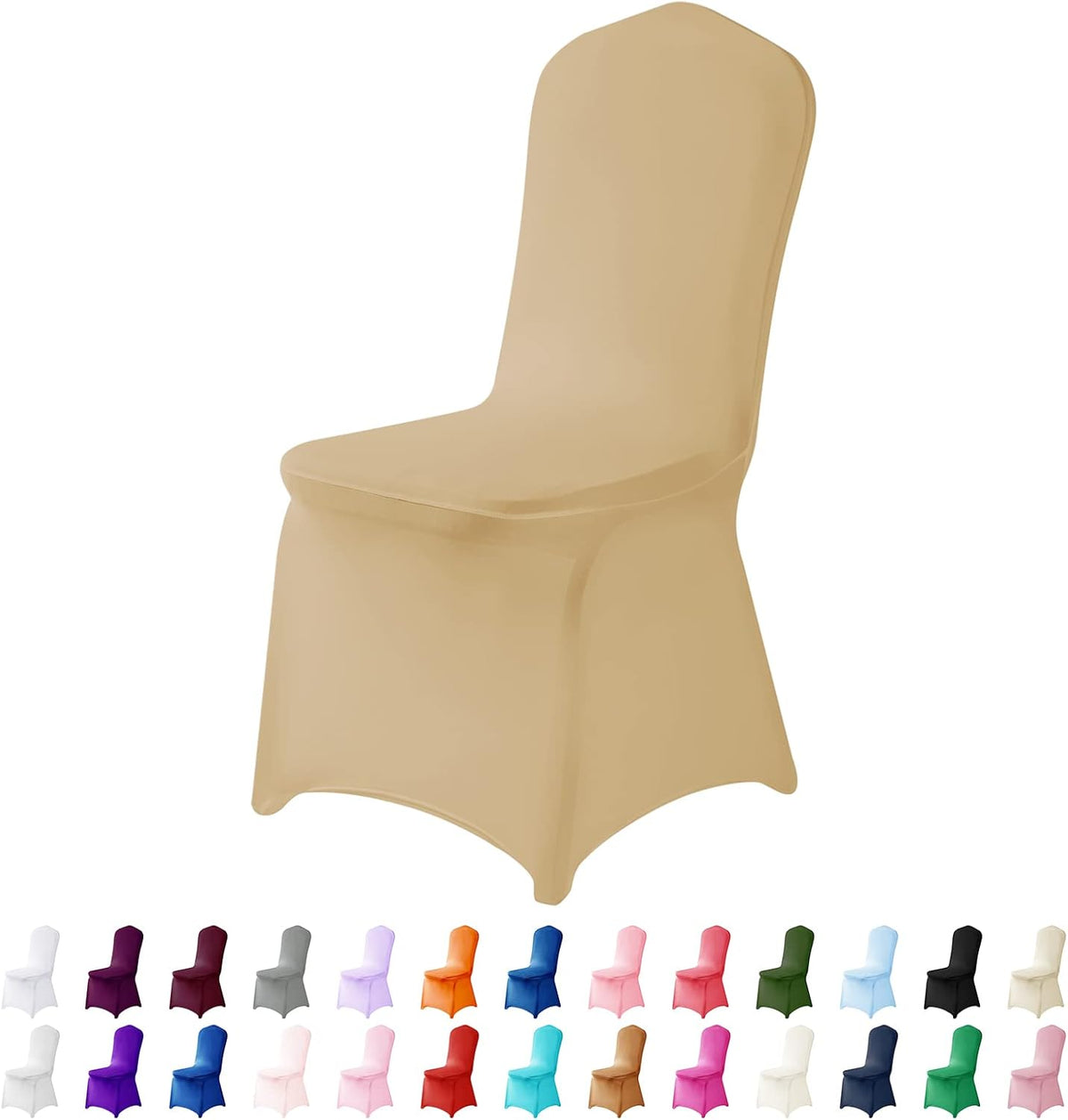 Spandex Chair Cover,12PCS,Chair Covers,Living Room Chair Covers,Removable Chair Cover Washable Protector Stretch Chair Cover for Party, Banquet,Wedding Event,Hotel(Champagne)