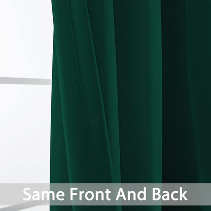 Yakamok Blackout Curtains Room Darkening Thermal Insulated Window Panels,Solid Grommet Top Drapes for Bedroom/Living Room(70Wx84L, Dark Green, 2 Panels)