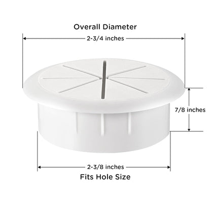 HYCC 10 Pack 2-3/8 Inch Flexible Desk Grommet,Organize Wires and Cables on Office Equipment, Computer Components, Entertainment Systems Effectively - Color: White