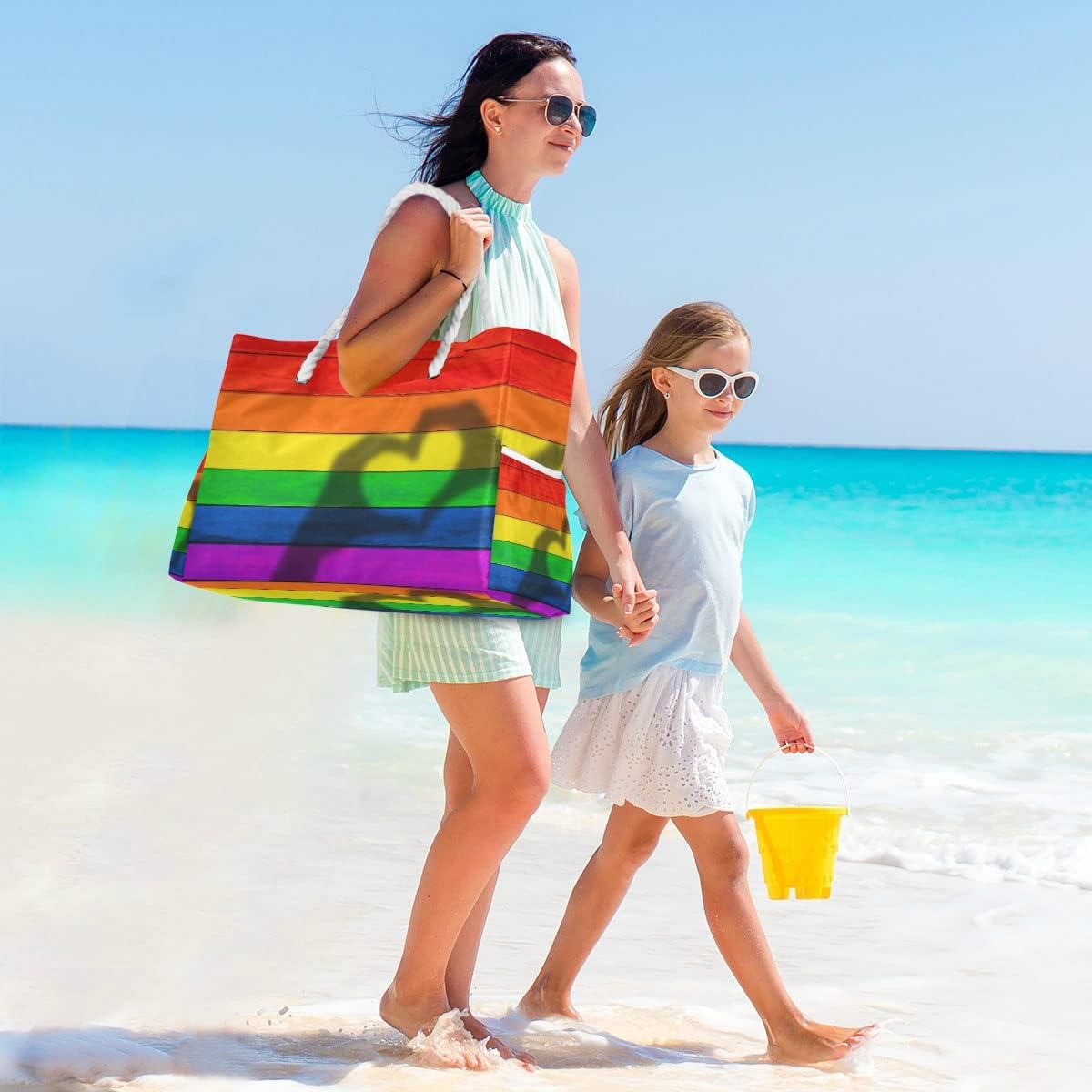 senya Large Beach Shoulder Bags Canvas Tote Water Resistant for Gym Travel Daily