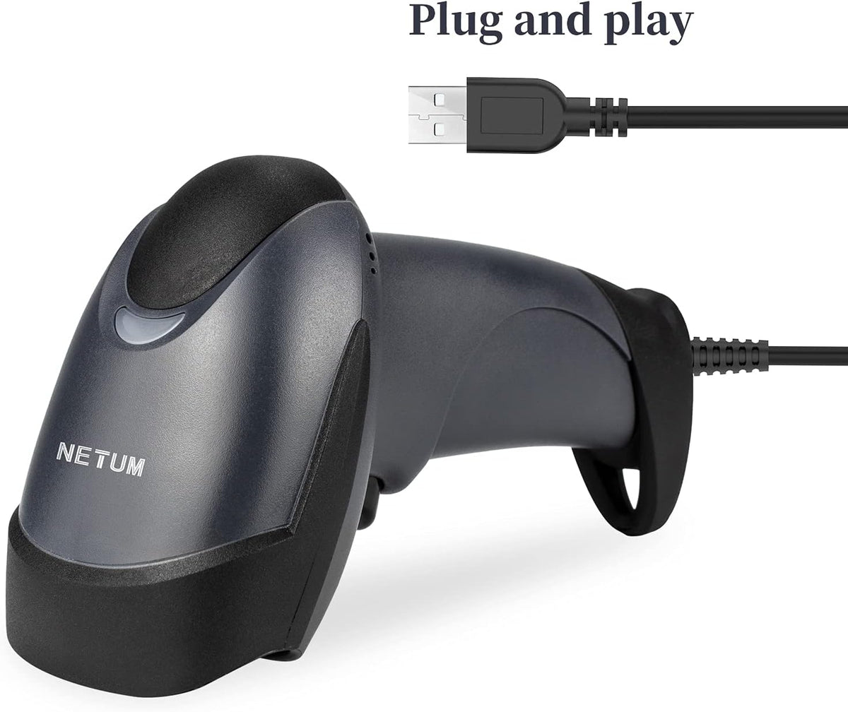 NETUM USB Barcode Scanner with Stand Wired Handheld Bar Code Reader 1D CCD Scanner Gun for Supermarket, Convenience Store, Warehouse -M3S