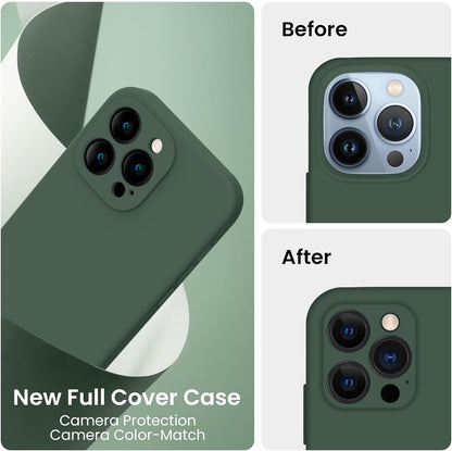 FireNova Designed for iPhone 13 Pro Max Case, Silicone [Camera Protection] Phone Case with [2 Screen Protectors], Soft Anti-Scratch Microfiber Lining Inside, 6.7 inch, Alpine Green