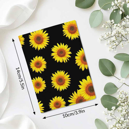 Sunflower Passport Holder for Travel Yellow Bloom Floral Petals PU Leather Passport Cover Wallet Cute Passport Card Holder for Women and Men