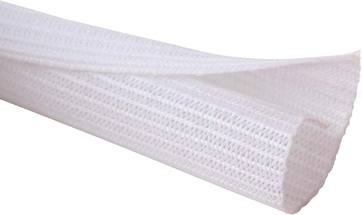 Alex Tech 10ft - 1 inch Cord Protector Wire Loom Tubing Cable Sleeve Split Sleeving for USB Cable Power Cord Audio Video Cable - Protect Cat from Chewing Cords - White
