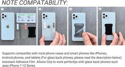 Universal Phone Grip for Smartphones - Phone Holder for Hand for Back of Phone - Wireless Charging Compatible (Black Green) - 2Pack