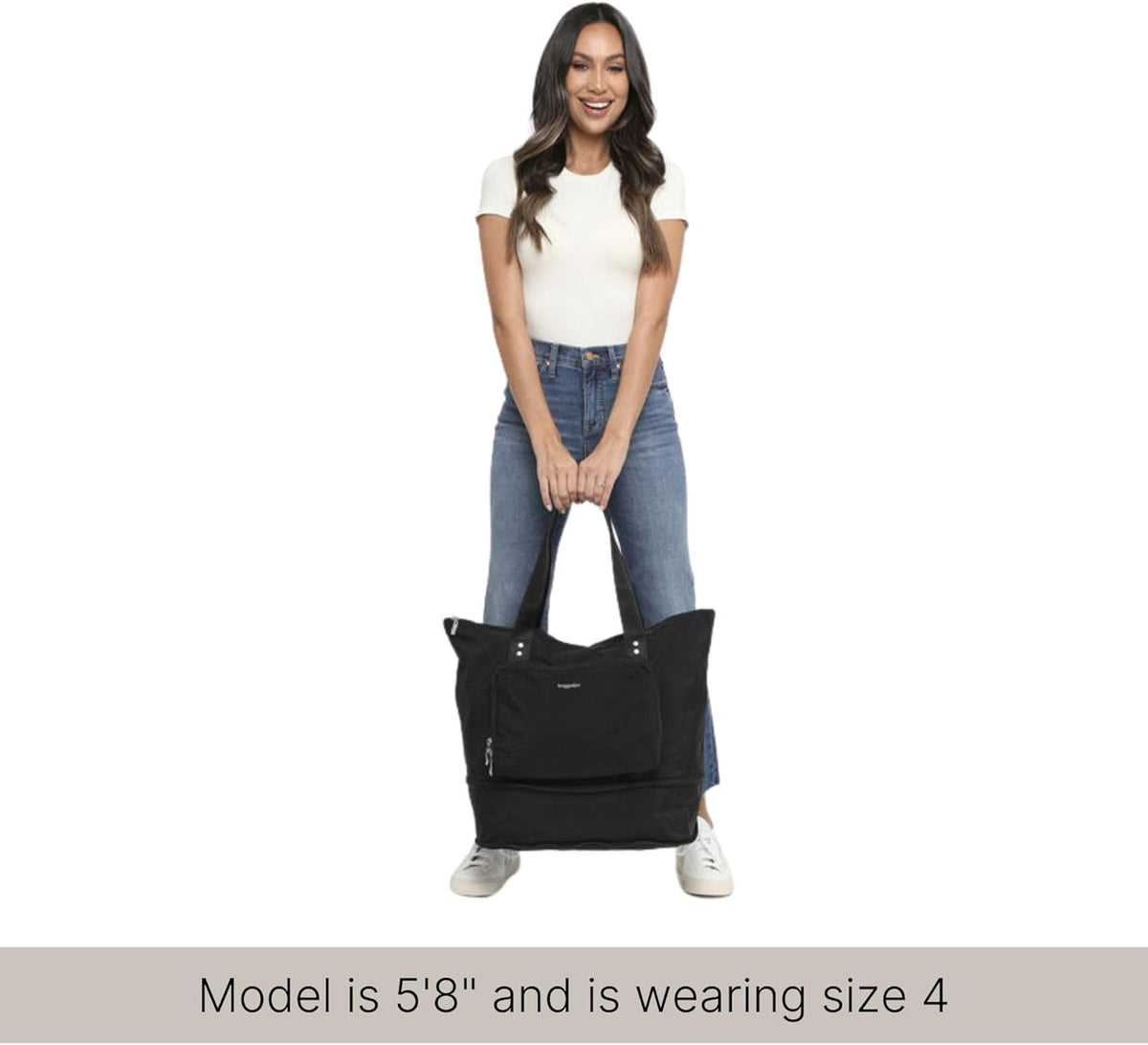 Baggallini Carryall Expandable Lightweight Travel Tote 22" Packable Folding Compact Nylon Washable Weekender w/Luggage Sleeve
