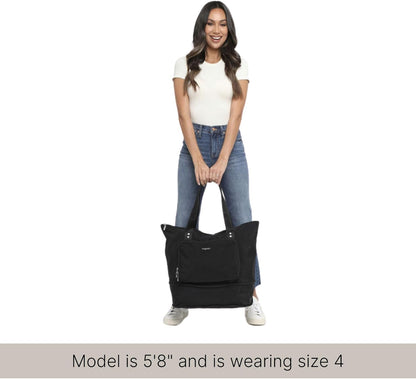 Baggallini Carryall Expandable Lightweight Travel Tote 22" Packable Folding Compact Nylon Washable Weekender w/Luggage Sleeve