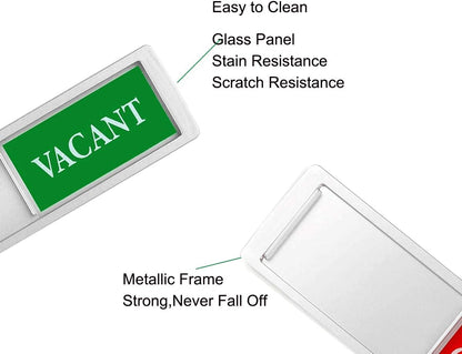 Privacy Sign, Premium Vacant Occupied Sign for Home Office Restroom Conference Hotles Hospital, Slider Door Indicator Tells Whether Room Vacant or Occupied, 7'' x 2'' - Silver