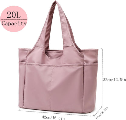 SOYMWIN Tote Bag for Women,Large Tote Bag with Compartments and Multiple Pockets,Quilted Shoulder Bag for Travel Work Sports