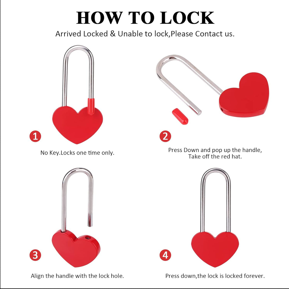 25PCS Love Lock Heart Padlock, Heavy Weight Zinc Alloy Single Heart Wish Lock for Lovers Couple Friends Valentine's, Anniversary,Travel, Gift Red (No Key) (Red, Zinc Alloy)