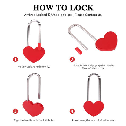 25PCS Love Lock Heart Padlock, Heavy Weight Zinc Alloy Single Heart Wish Lock for Lovers Couple Friends Valentine's, Anniversary,Travel, Gift Red (No Key) (Red, Zinc Alloy)