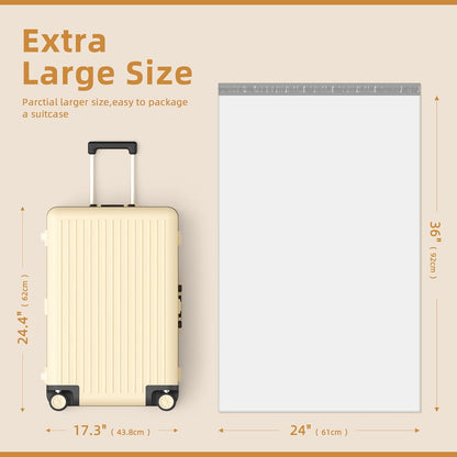 Fuxury 250 Pcs 24x36" Poly Mailers,Waterproof Mailing Envelopes for Clothing, Strong Adhesive Poly Shipping Postage Bags for Small Business(White)