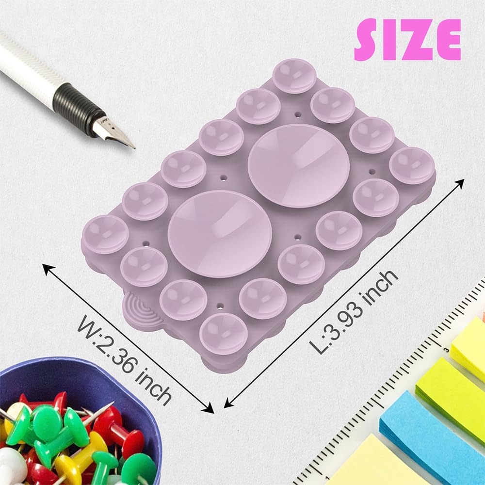 Silicone Suction Phone Holder Mount,Silicon Adhesive Phone Accessory for iPhone and Android, Hands-Free Mirror Shower Phone Holder,TikTok Videos and Selfies (Violet 2Pack, Double Sided)