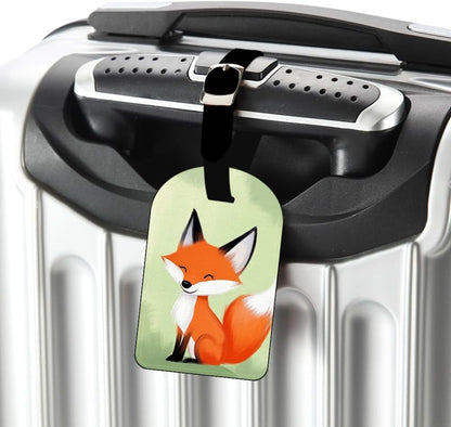 Pastel Cute Fox Luggage Tag CartoOn Animal Green Leather Travel Bag Labels Suitcase Luggage ID Tags