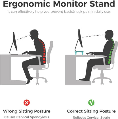 loukin Dual Monitor Stand Riser for Desk, 43.6"*8.2"*3.2" Large Computer Stand for 2 Monitors, Laptop, Printer, Length and Angle Adjustable Computer Shelf, Home Office,Max 43.6" Length(Black)