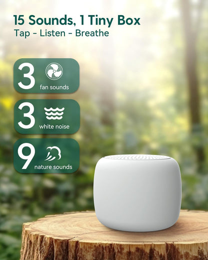 Babelio White Noise Sound Machine for Adults Kids Baby, Mini, 15 Non-looping Sounds, Timer, Memory Function, Easy to Pocket and Travel White
