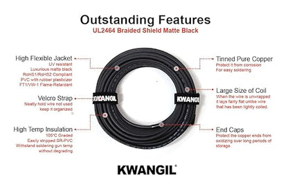 2C 18AWG AMSB Shielded Cable Wire (UL2464) - Highly Flexible Str TC, PVC Ins, OS+TC BRD, PVC JKT for CNC Machine, Stepper Motor, VFD Spindle (Matte Black 100FT)