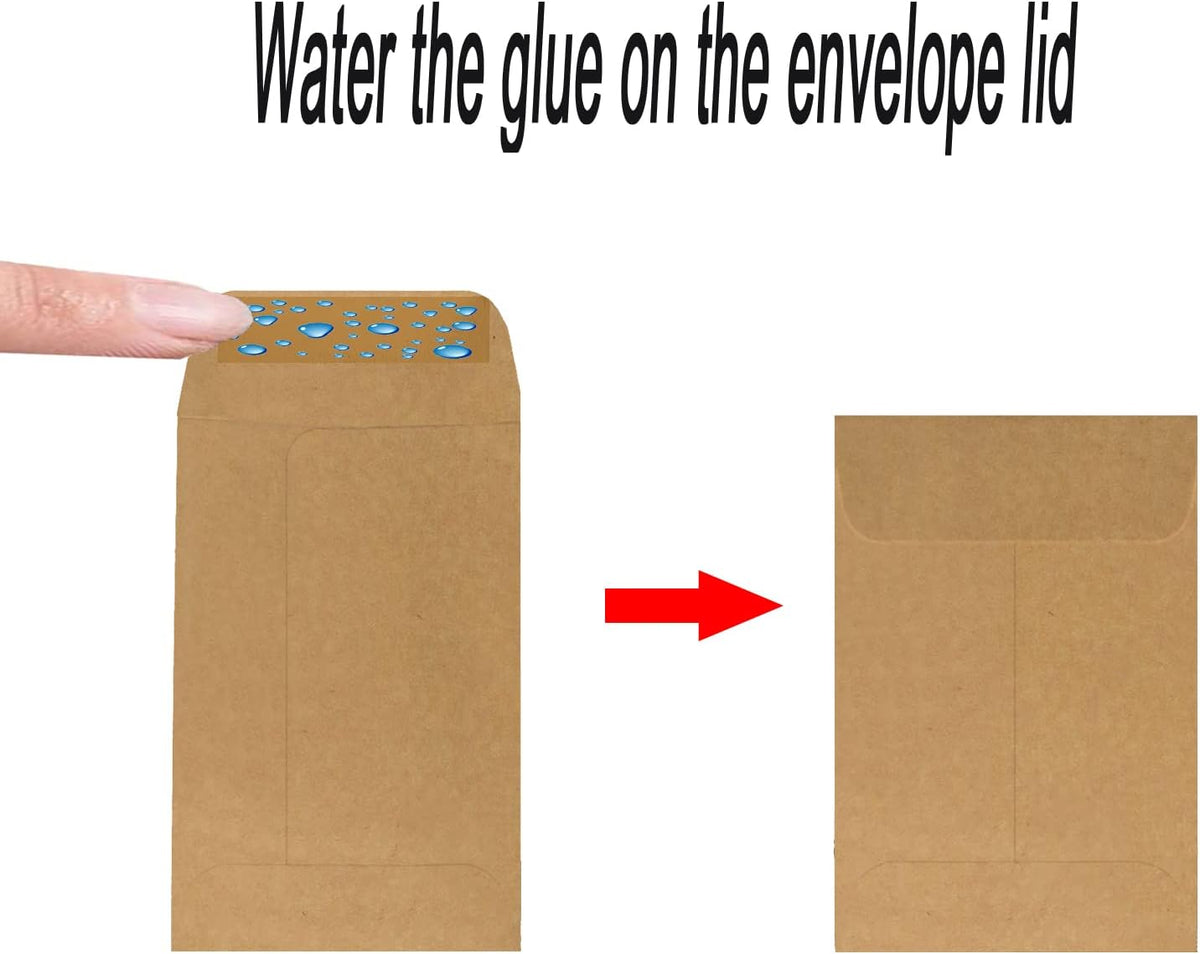 200 Pack #5 Kraft coin envelope 3.125 x 5.5 inches Kraft Envelopes Classic Small Parts Envelopes with Self Adhesive Gummed Flap for Coins Cash Credit Cards Seeds