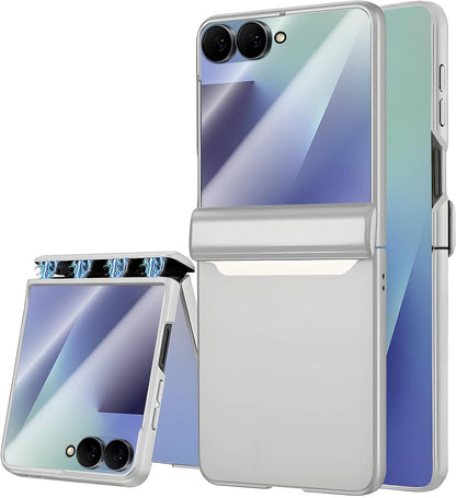 STORMTAL for Samsung Galaxy Z Flip 7 Case, Hinge Protection, Built-in Screen Protector, Wireless Charging, Shockproof, Slim Rugged Phone Protective Case for Galaxy Z Flip 7 Silver