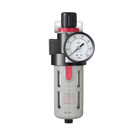 Compressed Air Pressure Filter Regulator Airtac BFR3000 3/8'' NPT 0-140 PSI Combo Piggybac Adjustable,Bracket,Gauge Semi-Auto Drain