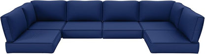 Outdoor Furniture Replacement Cushions, 5" Foam Foam High-Density, Fits 6-seat Sectional Rattan Conversation Set, 14 Piece Patio Water-Resistant Replacement Sofa Cushions, Liner&Cover
