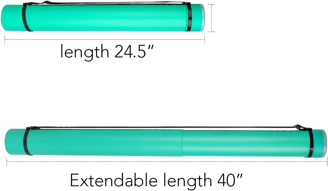 TRANSON 2-pack Durable Poster Storage Tube with Straps 24"-40" Extendable for Blueprints, Artwork, Maps, Posters