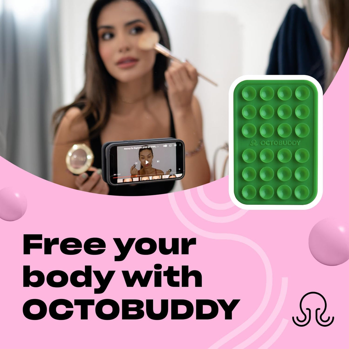 Classic - Silicone Suction Phone Case Adhesive Mount - Hands-Free, Strong Grip Holder for Selfies & Videos - iPhone & Android Compatible - 2.25″ x 3.25″, Spade Green