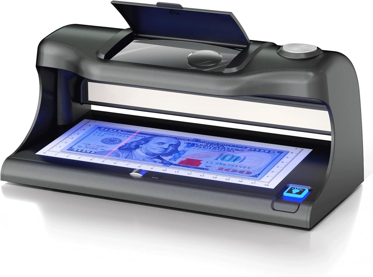 Aneken AL-18 Counterfeit Bill Detector with Dual LED UV Light, Counterfeit Money Detector Machine with 10x Magnifying, Bill & Money Checker Machine, 6 Detection Modes for IDs, Cards & All Currency