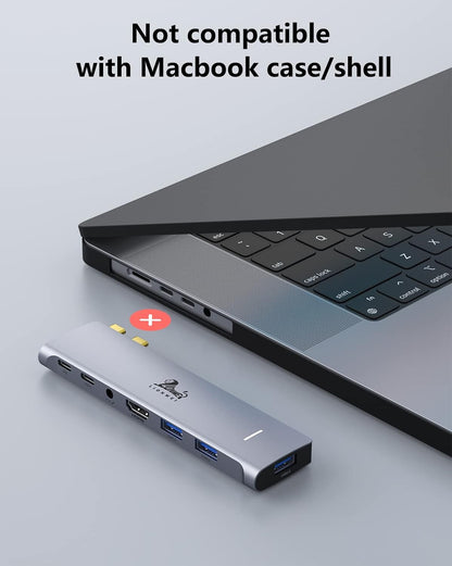 USB C Hub Adapter for MacBook Pro/Air M1M2M3 2022 2021 2020 13"15"16",Multiport MacBook Adapter MacBook Accessories with 4K HDMI,3USB3.0,Audio,100W Thunderbolt-Enabled USB-C,Support MagSafe 3 Charging