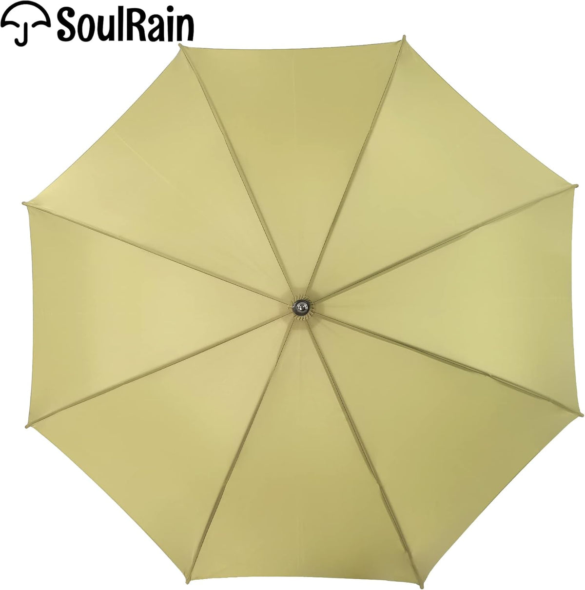 SoulRain 48" Large Umbrella –Windproof Stick Umbrellas for Rain, Automatic Open, Vintage Cane big Umbrella with Classic Wooden Handle,Open for 2 Persons adult,for Women & Men(Beige)