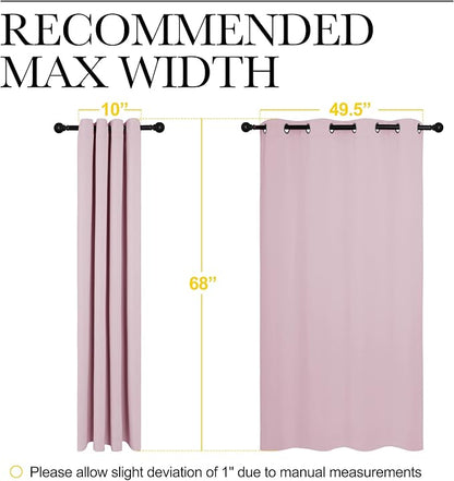 NICETOWN Blackout Curtain Panels for Girls Room, Nursery Essential Thermal Insulated Solid Grommet Top Blackout Drapes (Lavender Pink, 1 Pair, 55 x 68 inches)