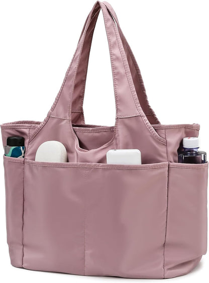 SOYMWIN Tote Bag for Women,Large Tote Bag with Compartments and Multiple Pockets,Quilted Shoulder Bag for Travel Work Sports