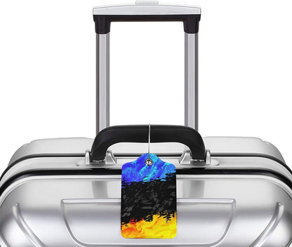 Blue Black Yellow Abstract Bag Tags for Luggage, Colorful Airport Suitcase Baggage Label Tags, Business ID Card Holders Gifts for Adults Kids Crew