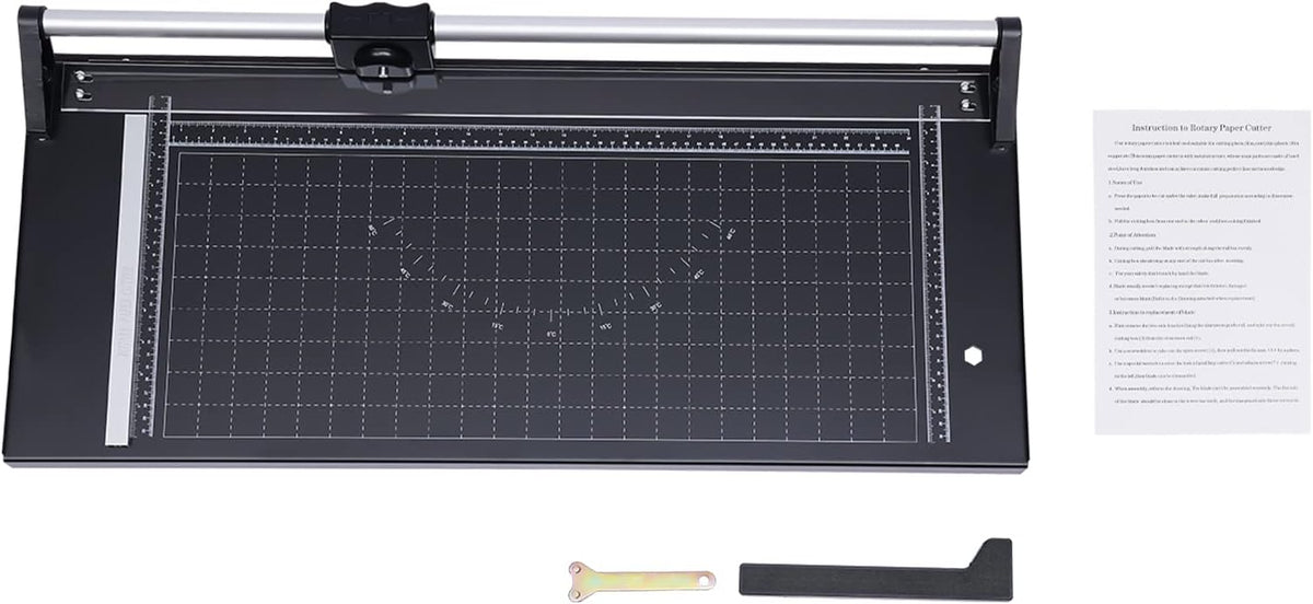 24 Inch Commercial Manual Precision Rotary Paper Trimmer Cutter,Heavy Duty,Smart Cut for Photo Paper, Film, Art Paper Jam, Office Paper, Thin Plastic Soft Board, PVC,Cutting Table 80x31.5cm