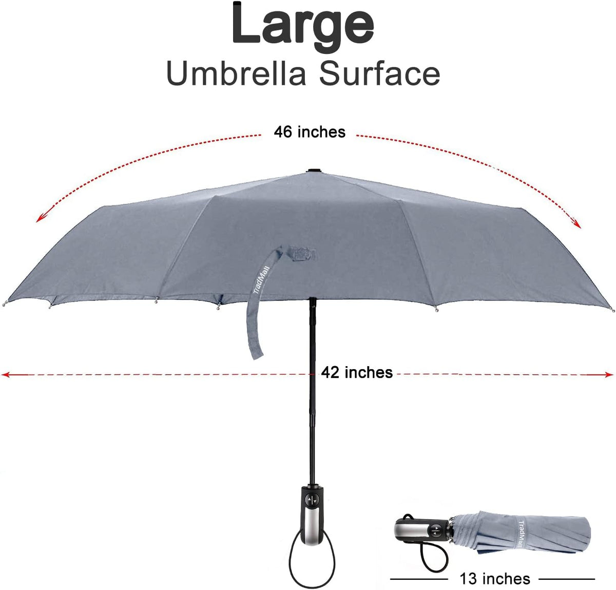 TradMall 4 Pack Travel Umbrella Windproof Portable 46 Inches Large Canopy Ergonomic Handle Auto Open & Close