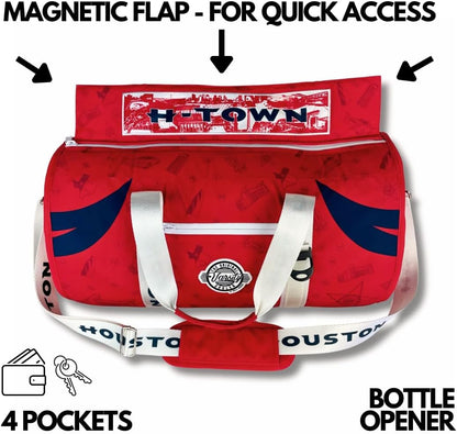 Varsity Cooler Houston Travel Party Duffel & Cooler – 30 Can Leakproof Insulated Tote Bag, Waterproof Soft compartment for Tailgating, Golf, Beach, Carry-On Luggage & Outdoor Sports