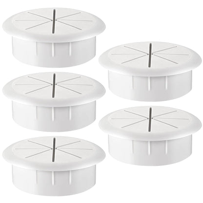HYCC 5 Pack 2-3/8 Inch Flexible Desk Grommet,Organize Wires and Cables on Office Equipment, Computer Components, Entertainment Systems Effectively - Color: White