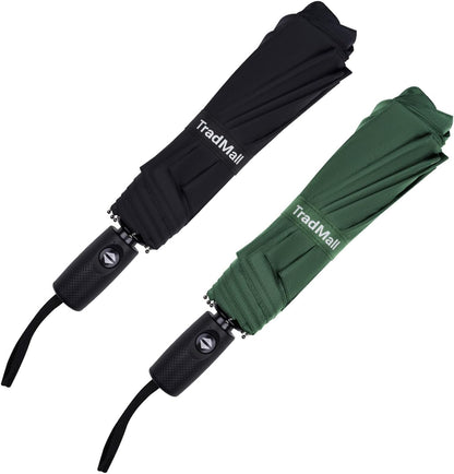 TradMall 2 Pack Travel Umbrella, Double Vented Canopy Windproof Automatic Strong Compact Folding Umbrellas for Rain Women and Men