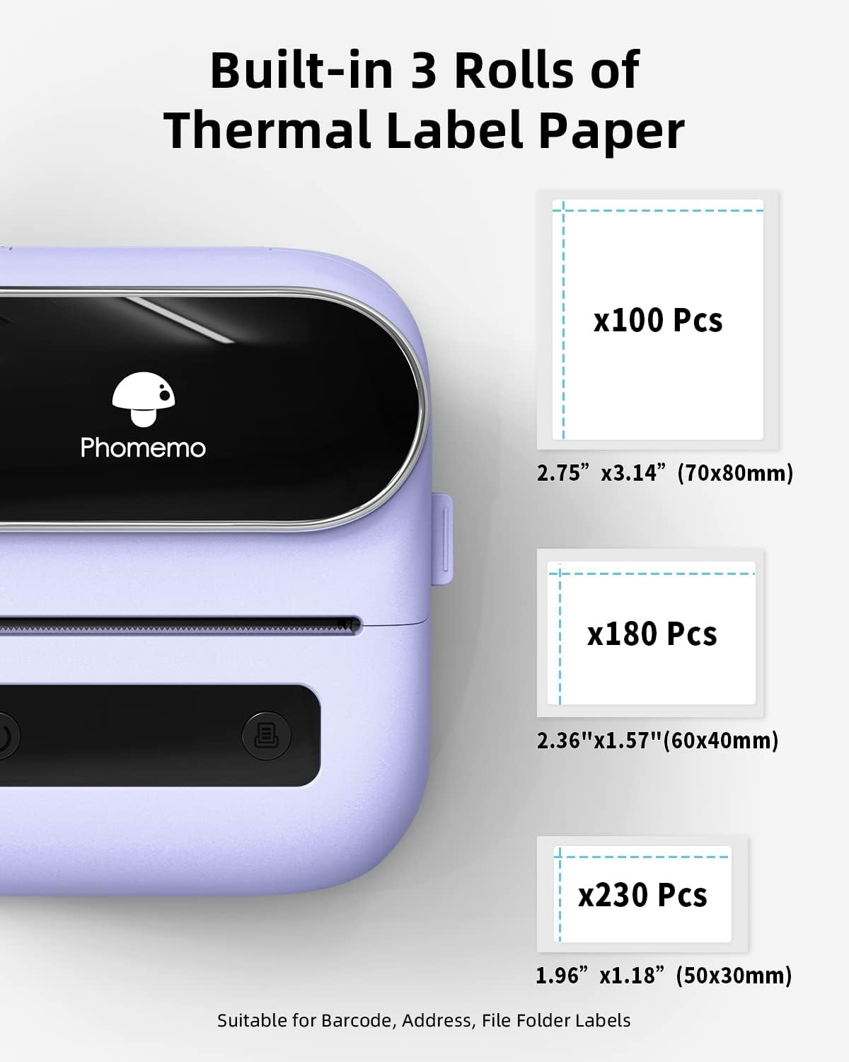 Phomemo Label Maker, Bluetooth Thermal Printer for Barcode, Address, Home, Mailing, Small Business,Clothing, Portable Label Maker Machine with 3 Label