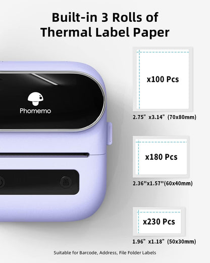 Phomemo Label Maker, Bluetooth Thermal Printer for Barcode, Address, Home, Mailing, Small Business,Clothing, Portable Label Maker Machine with 3 Label