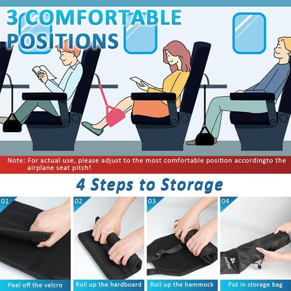 Foot Hammock for Plane Travel, Upgraded Wide Airplane Foot Hammock with Detachable Hardboard, Portable Footrest for Air Travel Essentials Long Flights Flying, Adjustable Foot Rest Leg Hammock