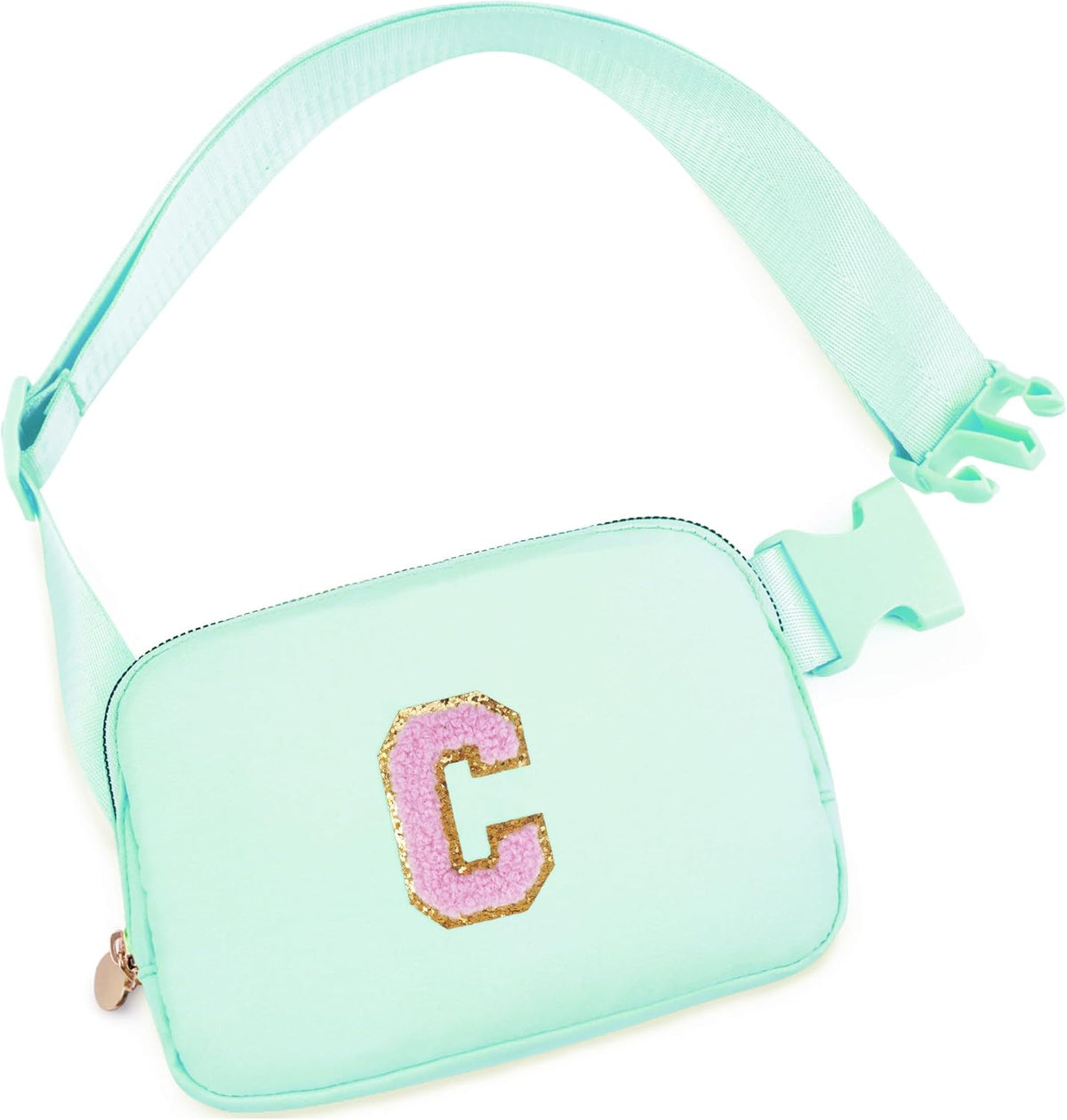 Belt Bag Fanny Pack Crossbody Bags with Initials Letter Patch Cute Stuff Birthday Gifts for Teenager Girls Trendy Stuff for Teens | Light Green,C