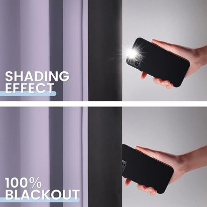 SimpleHome 100% Blackout Curtains for Bedroom,Thermal Insulated Lilac Grommet Window Drapes Room Darkening Curtains for Living Room with Black Back,42 x 36 Inch,2 Panels