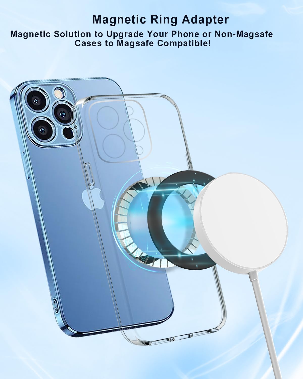 Magnetic Adapter Rings 2PCS Compatible for Magsafe,for Kindle Pop Socket Magnetic,for Magsafe Accessories & Wireless Charging for iPhone 16/15/14/13 Mini Plus Pro Max/Pixel 8/ S24 Ultra/ S23 and More
