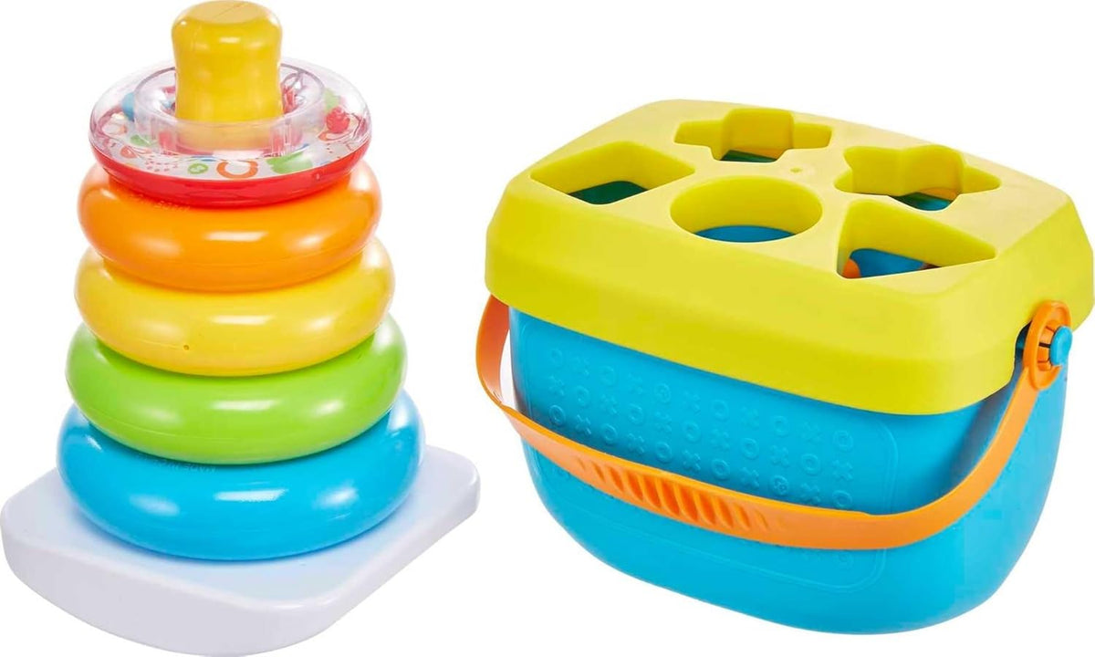 Fisher-Price baby blocks and rock-a-stack toy set for 6+ months developmental play