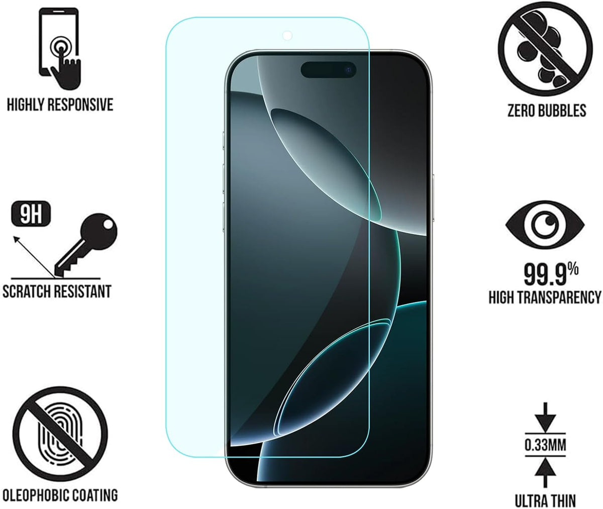 4 Pack Anti Blue Light Screen Protector for iPhone 16 Pro [6.3 inch] with Installation Frame,9H+ Anti Blue Light Tempered Glass, Anti-Scratch, Case Friendly