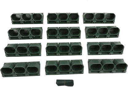 36 Pockets Vertical Wall Planter, Wall Mounted Flower Pot Holder with 180LB Capacity,10.56 oz Self Watering Pots & 36 Non-Woven Bags for Indoor Outdoor Herbs,Flowers,Strawberries (Army Green)