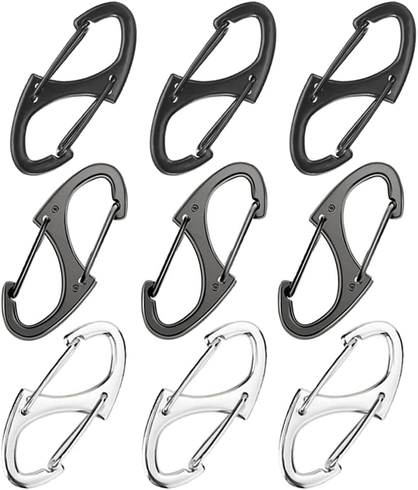 9Pcs Zipper Clip Theft Deterrent, Double Opening Lock Zipper Pull Replacement Clips, Small Carabiner Clips for Bag Luggage Pickpocket Backpack Purse Traveling Camping Suitcase